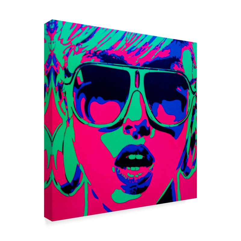 35" H x 35" W x 2" D Pop Star Pink Green by Abstract Graffiti - Graphic Art on Canvas KB2536-A4-B4-P2
