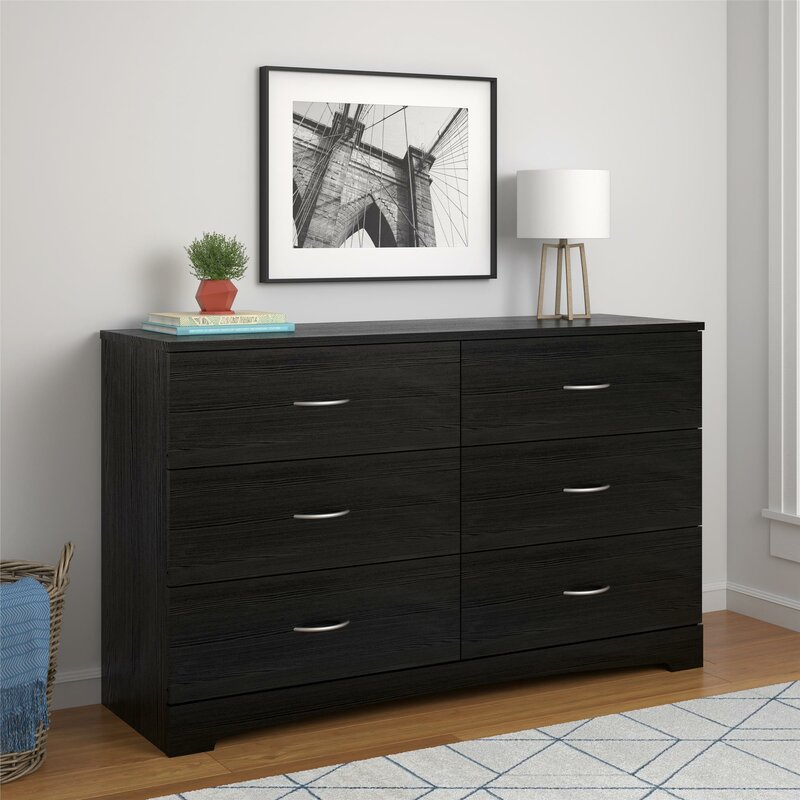 Black Poulson 6 Drawer Chest EJ692