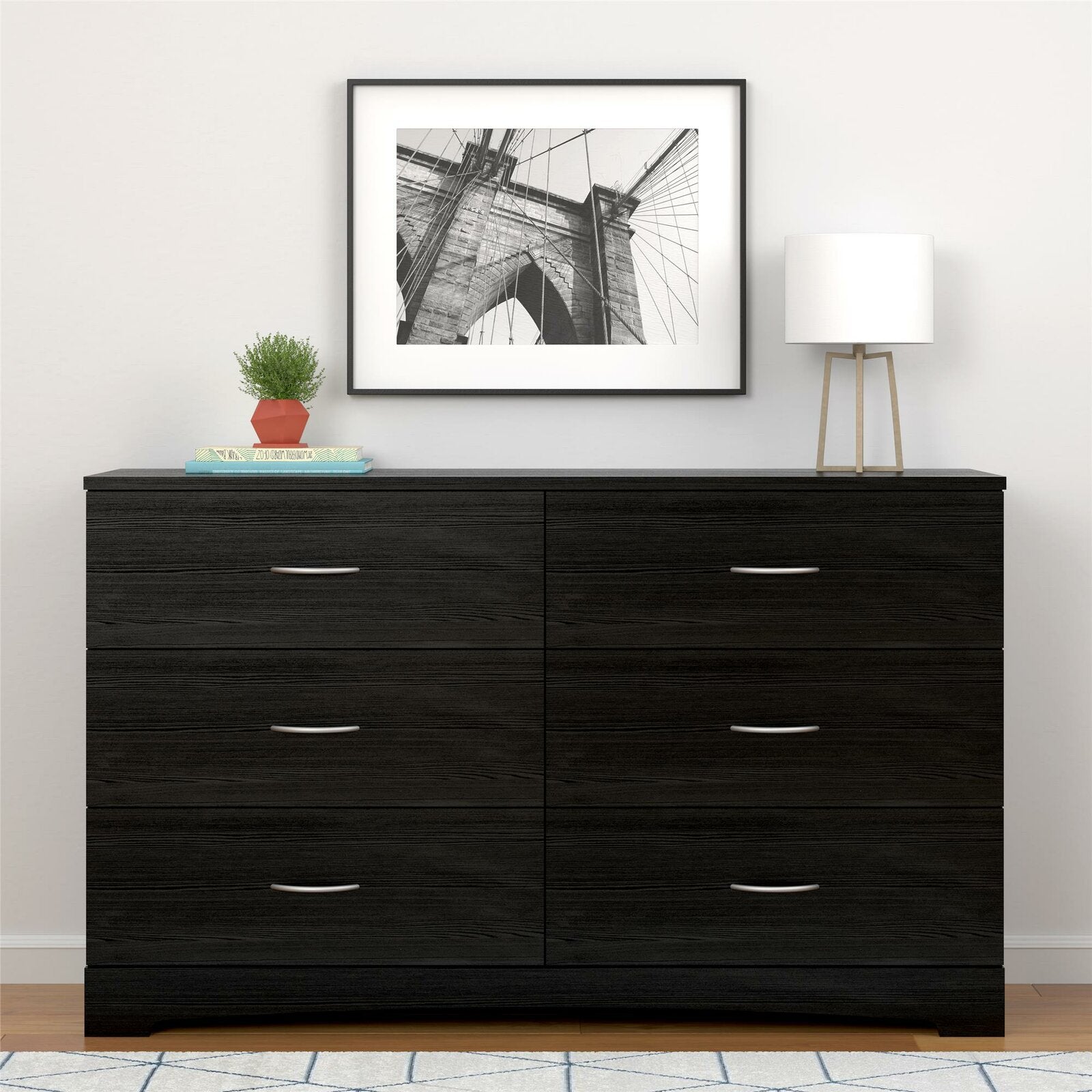 Black Poulson 6 Drawer Chest EJ692