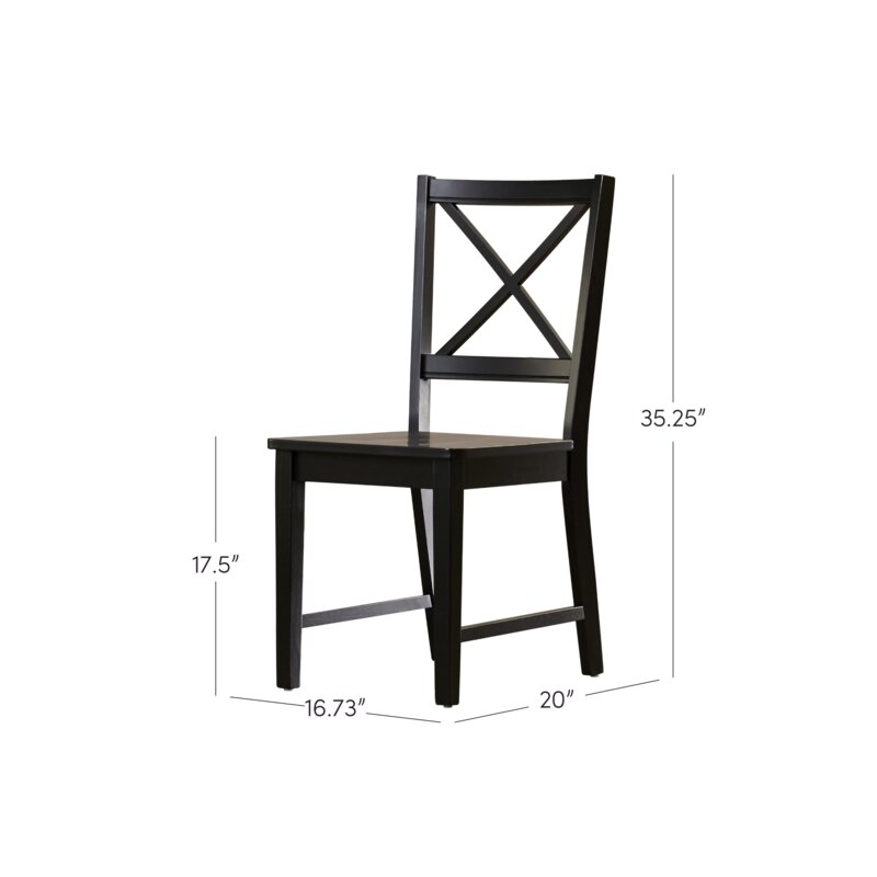 Black Powe Solid Wood Cross Back Side Chair (Set of 2)