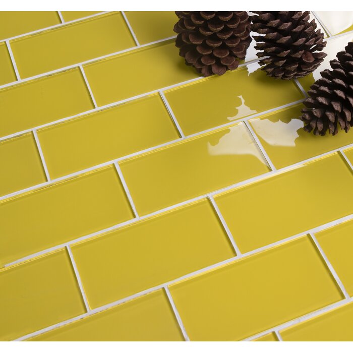2 BOXES - Premium 3" x 6" Glass Mosaic Subway Tile, Royal Yellow - 10 SQUARE FEET (#K3387)