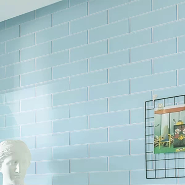 Baby Blue Premium 4" x 12" Glass Subway Tile, 1 case