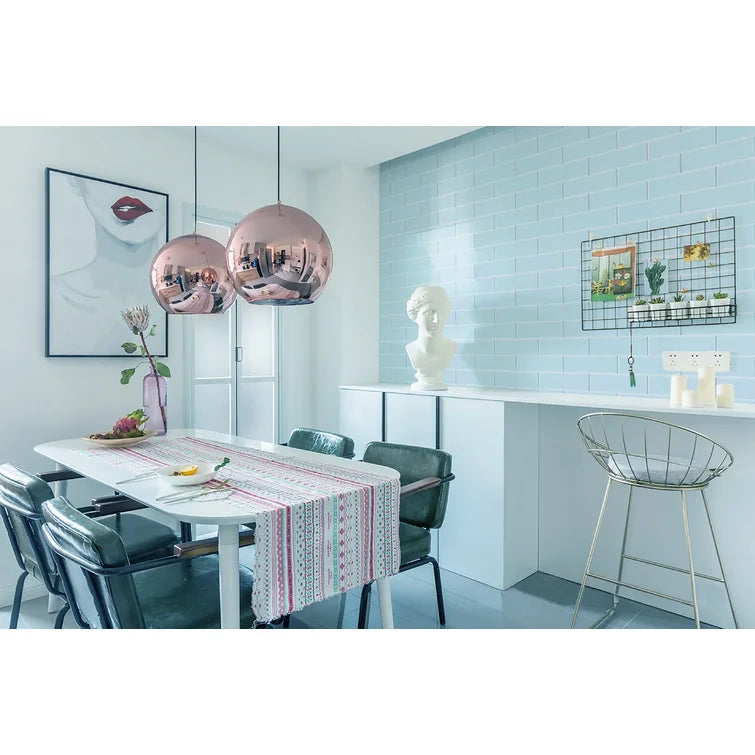 Baby Blue Premium 4" x 12" Glass Subway Tile (Set of 15), 2 Boxes
