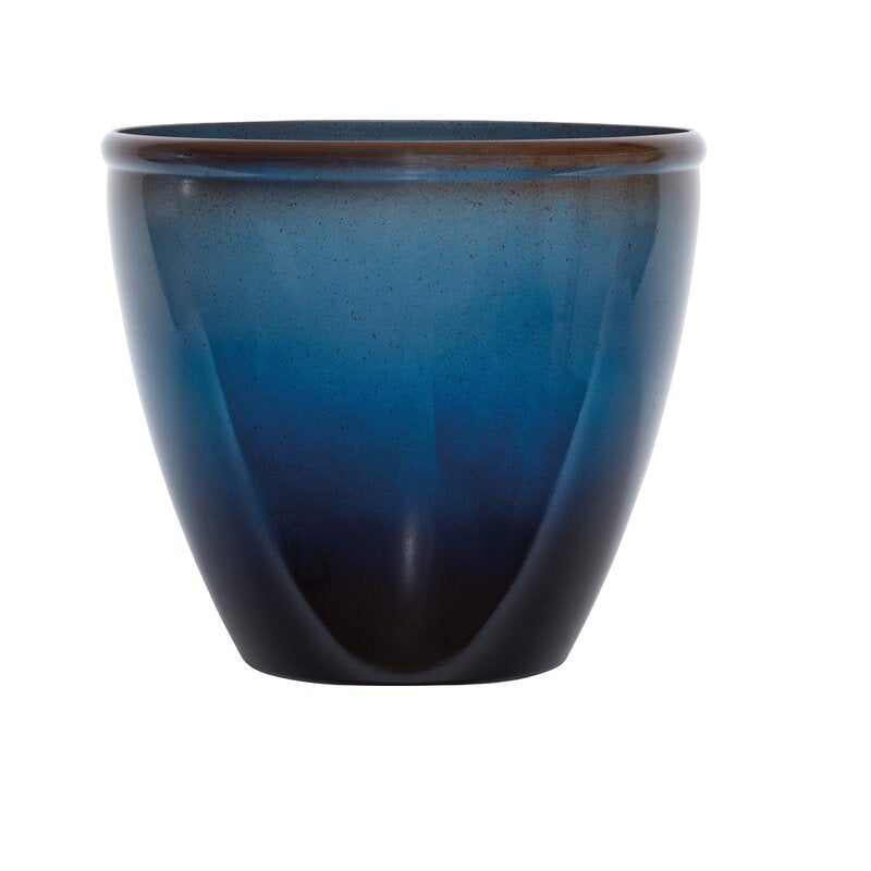 Blue/Brown Premium Glaze Decorative Resin Pot Planter (Set of 2) 7077