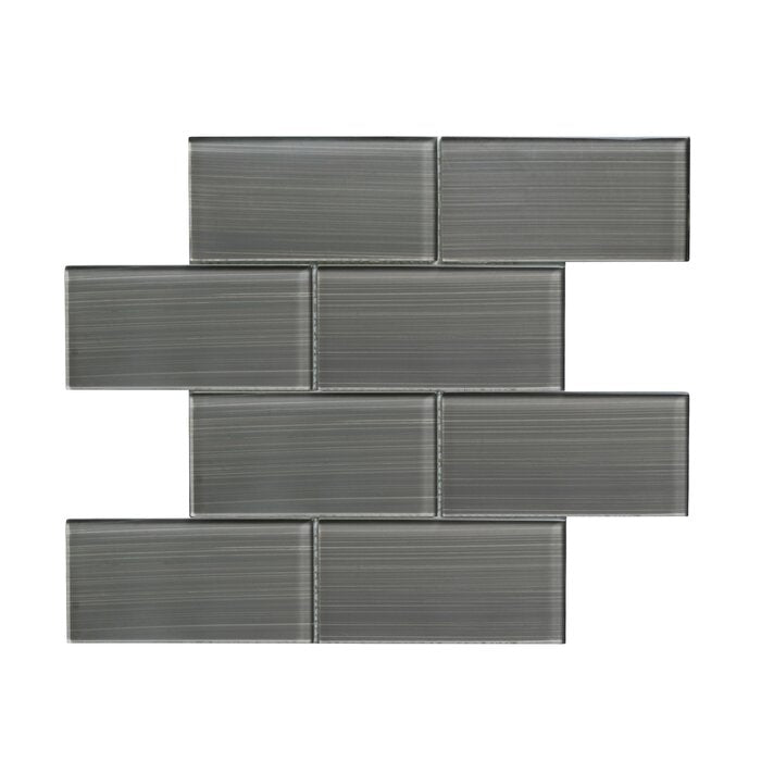 14 Boxes - Premium Hand Painted 3" x 6" Glass Mosaic Subway Tile, Dark Gray - 70 Square Feet (#K5669 - 14 BOXES)