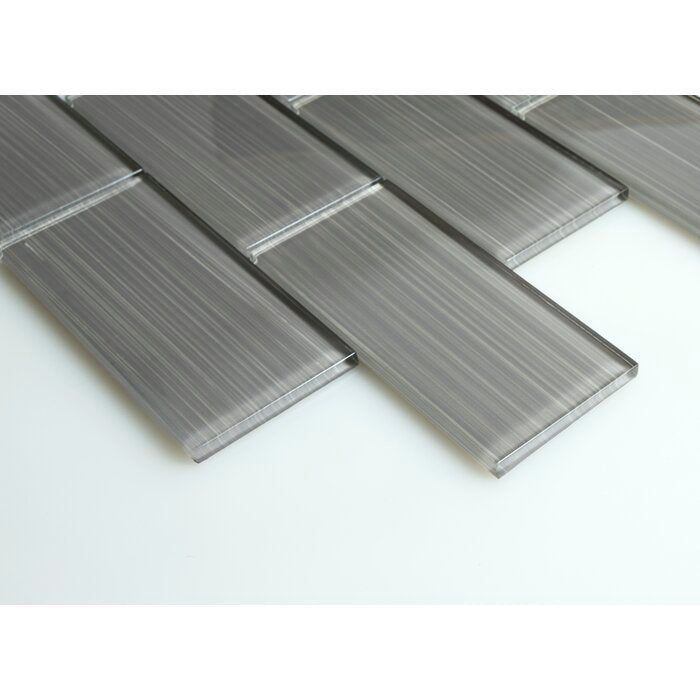 14 Boxes - Premium Hand Painted 3" x 6" Glass Mosaic Subway Tile, Dark Gray - 70 Square Feet (#K5669 - 14 BOXES)