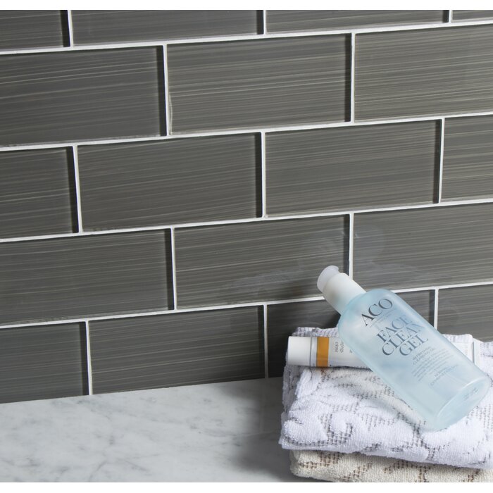 14 Boxes - Premium Hand Painted 3" x 6" Glass Mosaic Subway Tile, Dark Gray - 70 Square Feet (#K5669 - 14 BOXES)