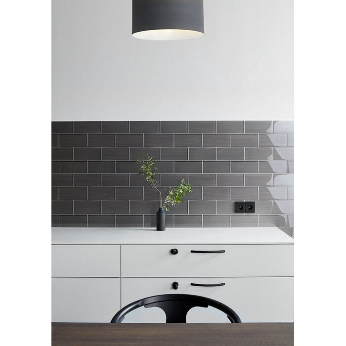 14 Boxes - Premium Hand Painted 3" x 6" Glass Mosaic Subway Tile, Dark Gray - 70 Square Feet (#K5669 - 14 BOXES)