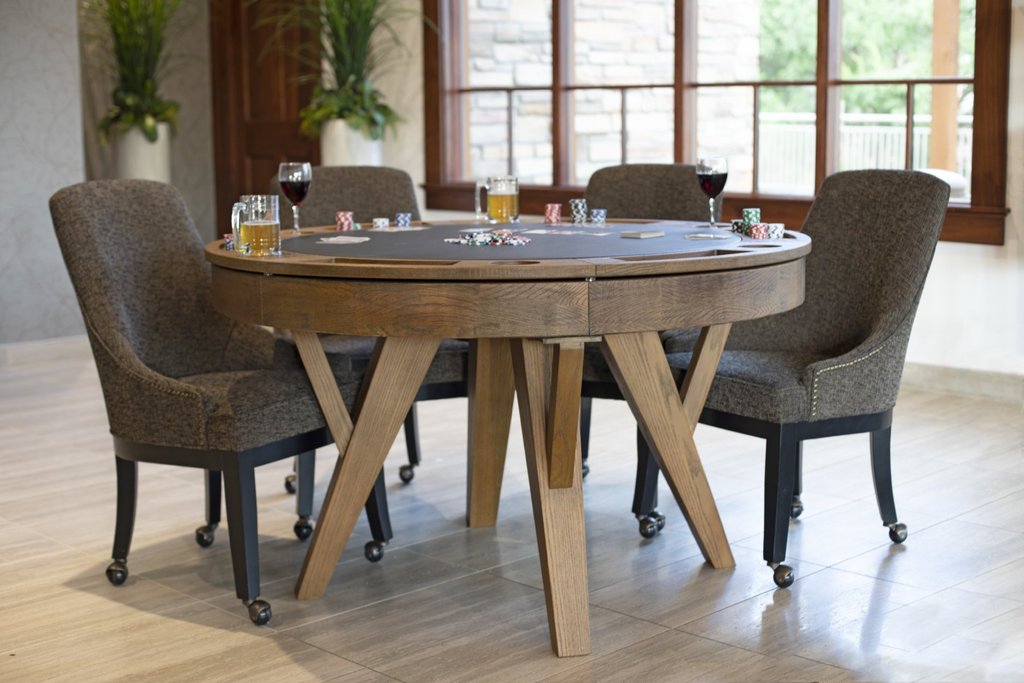 Tyler Poker Table, Rustic Oak (#325 - 2 BOXES)