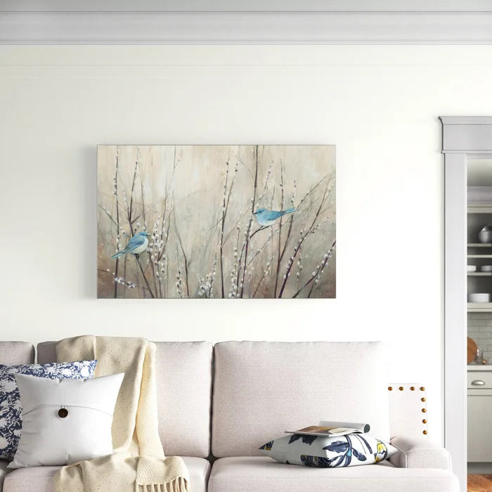 12" H x 19" W x 2" D Pretty Blue Birds by Julia Purinton - Unframed Print on Canvas