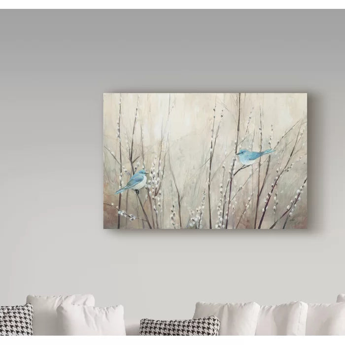 12" H x 19" W x 2" D Pretty Blue Birds by Julia Purinton - Unframed Print on Canvas