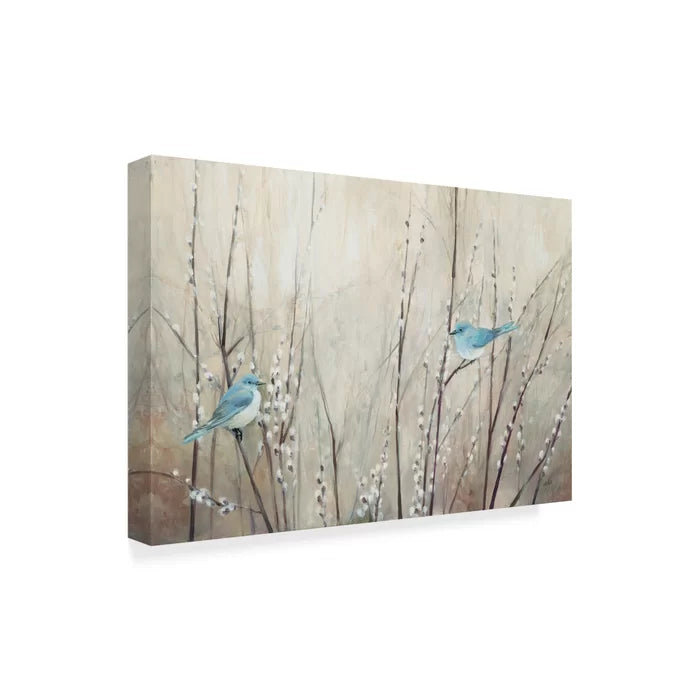12" H x 19" W x 2" D Pretty Blue Birds by Julia Purinton - Unframed Print on Canvas