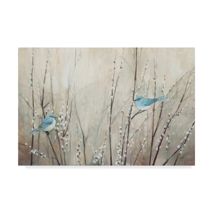 12" H x 19" W x 2" D Pretty Blue Birds by Julia Purinton - Unframed Print on Canvas