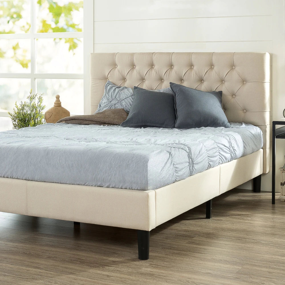 Priage By ZINUS Upholstered Button-tufted Platform Bed Frame - Taupe ...