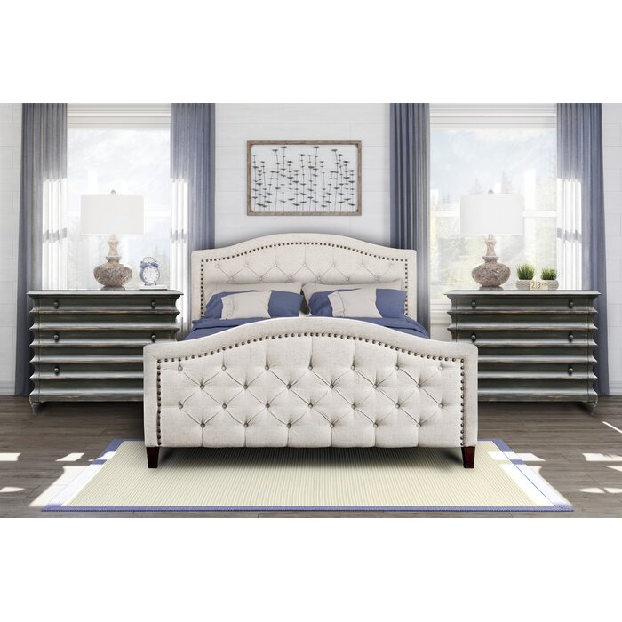 Prieto tufted camelback 2025 upholstered platform bed