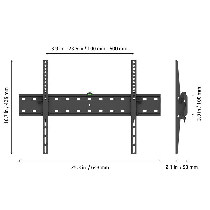 Black Tilt Wall Mount for 37" To 85" Screens Holds up to 88 Lb.
