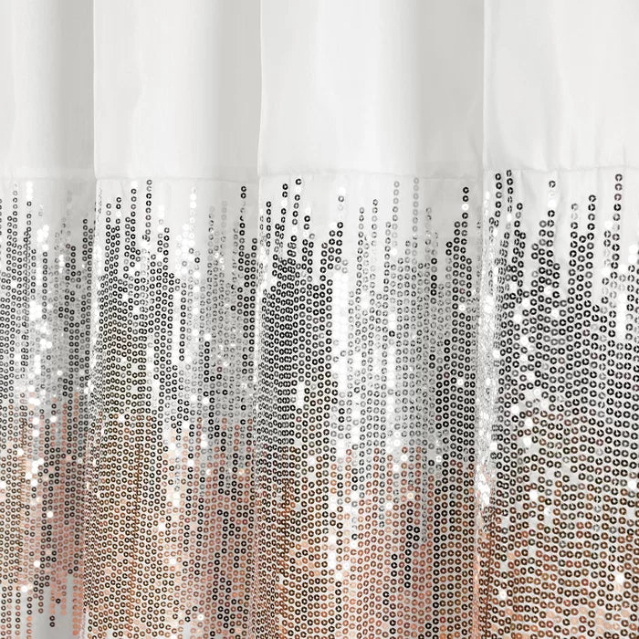 72" W x 72" L White/Blush Pruneda Striped Single Shower Curtain
