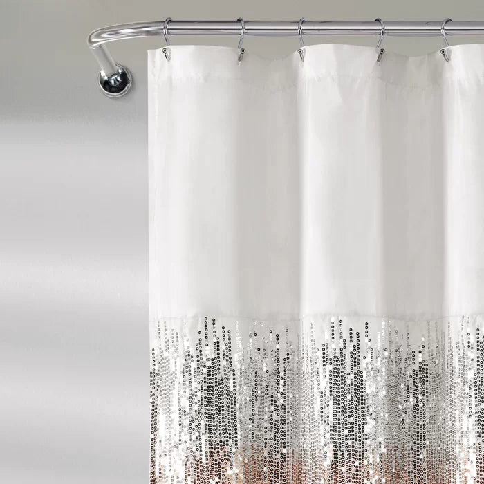 72" W x 72" L White/Blush Pruneda Striped Single Shower Curtain