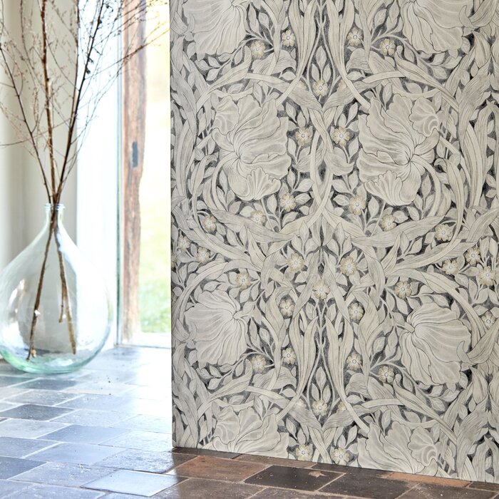 Black Ink Pure Pimpernel Floral Roll Wallpaper, (Set of 2)