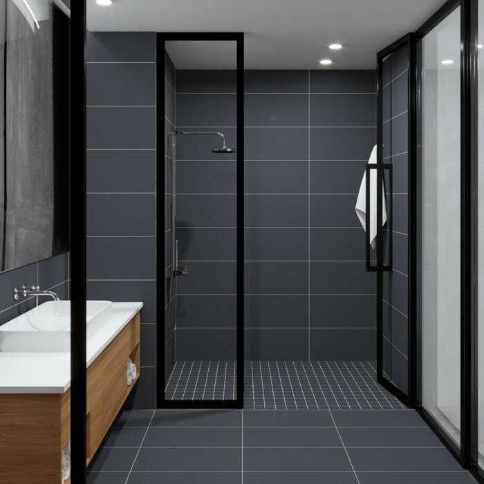 1 Box + 3 Tiles - Pure Science 12" x 24" Porcelain Wall and Floor Tile, Charcoal - Approximately 24 Square Feet(#K5328)
