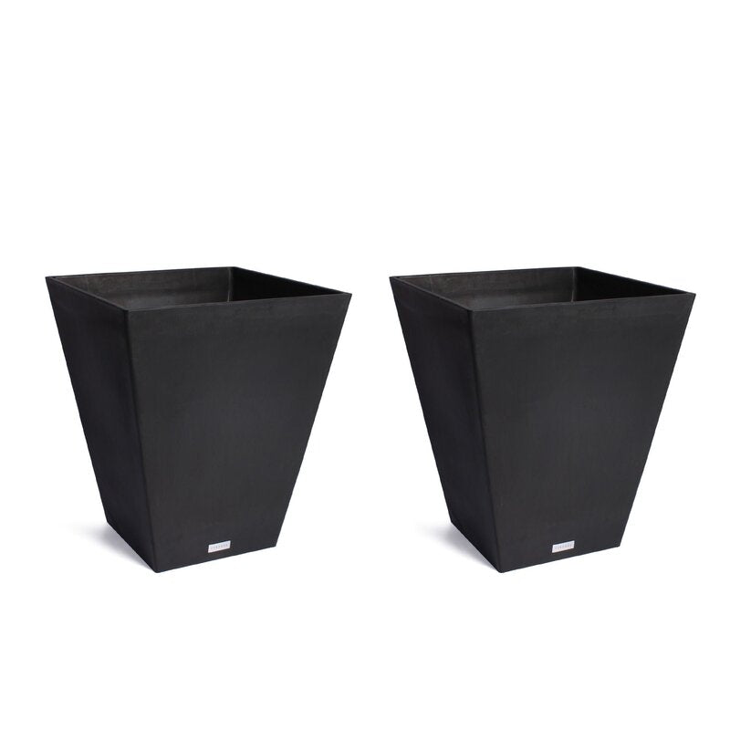 Black Pure Series Plastic Pot Planter ( Set of 2) K8446