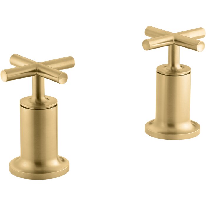 Purist Deck or Wall-Mount High-Flow Bath Valve Trim with Cross Handle, Valve Not Included (Set of 2)