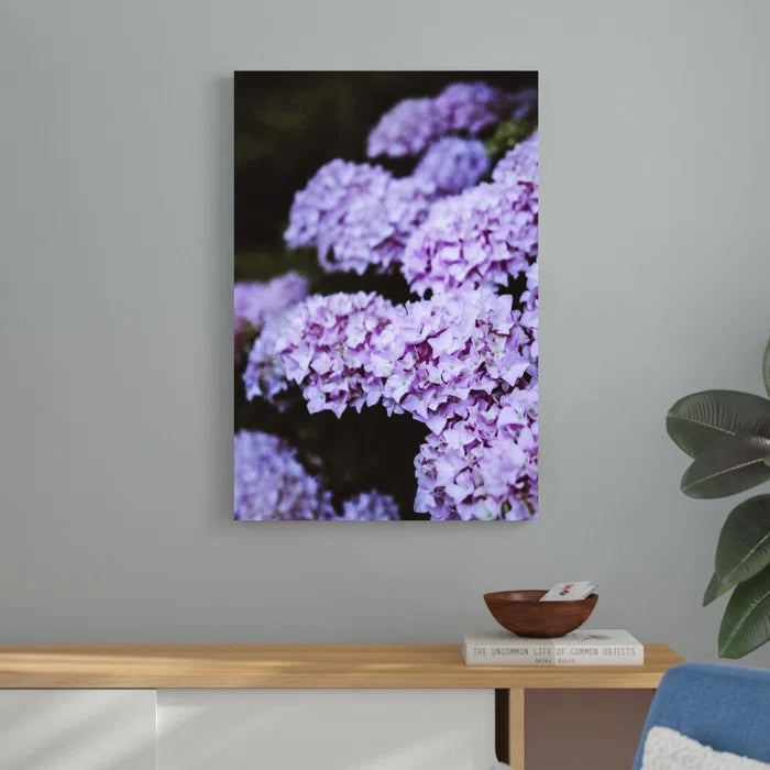 36" H x 24" W x 1.25" D Purple Hydrangeas - Wrapped Canvas Photograph