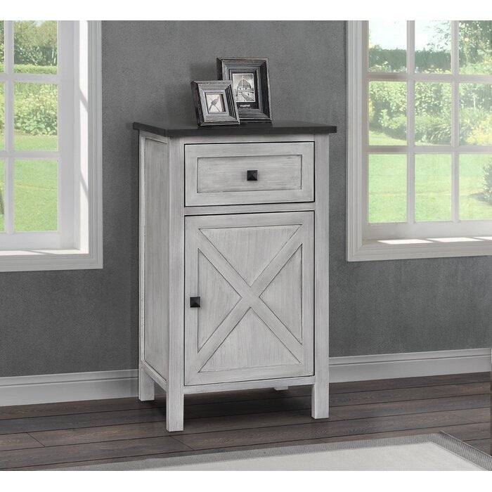 Quade Farmhouse 1 Drawer Nightstand, Grey (#552)