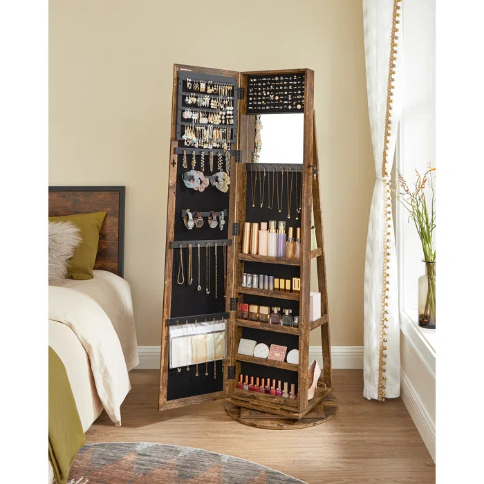 Rustic Brown Quakertown 21.3'' Wide Jewelry Armoire with Mirror