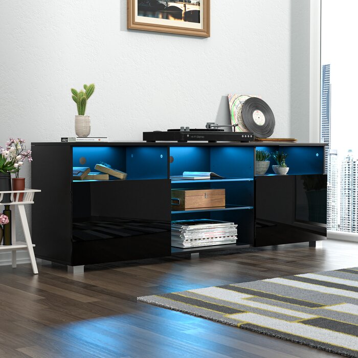 Black Quayshun TV Stand for TVs up to 65"