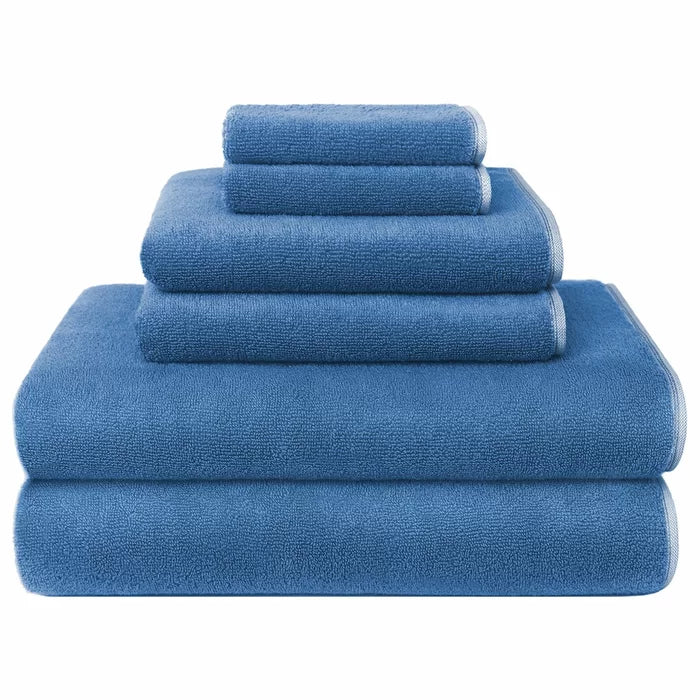 Blue Quick Dry 6 Piece 100% Cotton Towel (Set of 2)