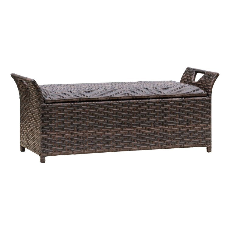 Brown Quinto Wing Wicker Storage Bench MG394