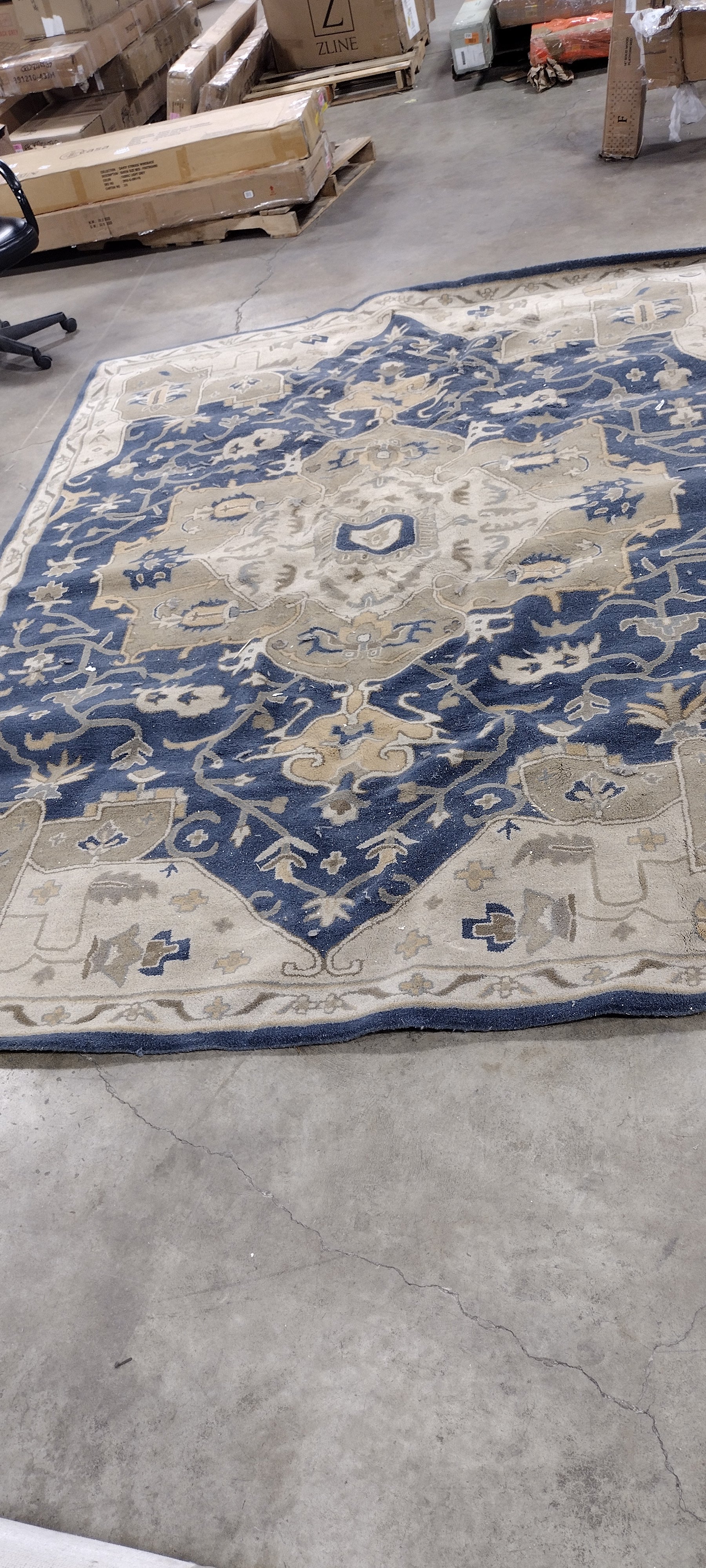 Blue/Neutral Traditional Area Rug, Rectangle 8'x11'