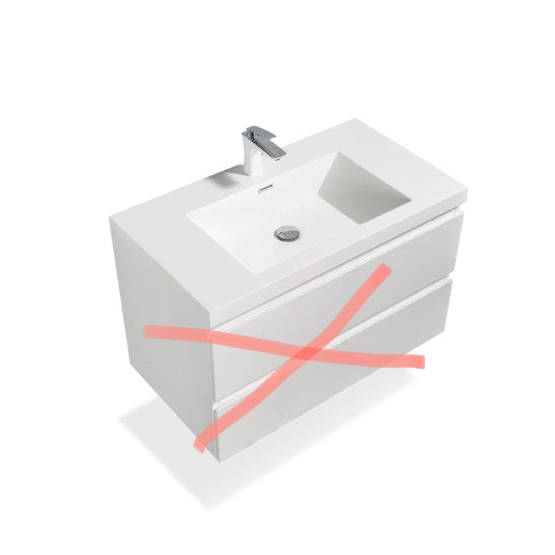 36" Single Bathroom Solid Surface Top