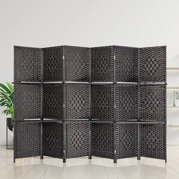Black Rahem 106.3'' W x 71'' H 6 - Panel Bamboo/Rattan Folding Room Divider