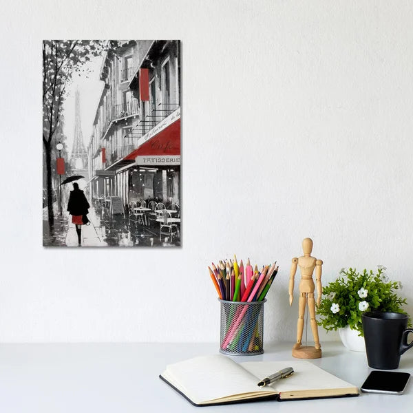 12" H x 8" W x 0.75" D Rainy Paris I by E.A. Orme - Wrapped Canvas Painting