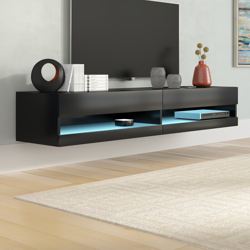 Black/Black Ramsdell Floating TV Stand for TVs up to 78" CYB216