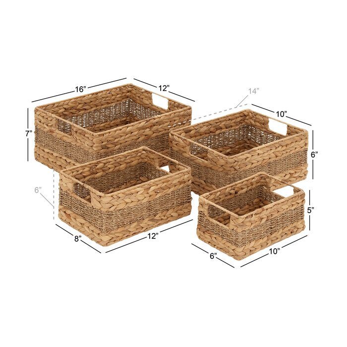 4 Piece Wicker/Rattan Basket Set (Set of 2) LX5322