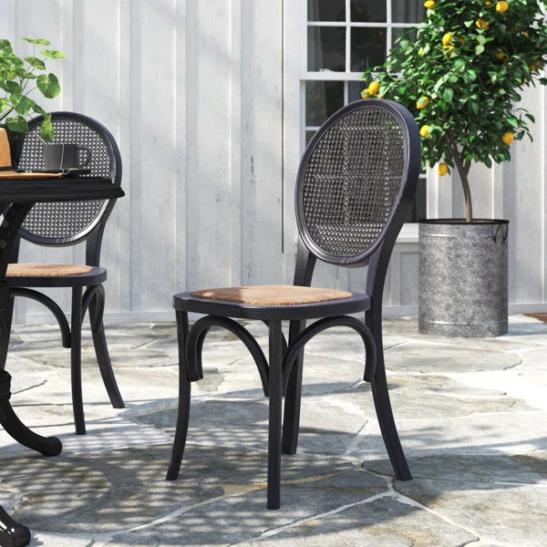Black Rattan King Louis Back Side Chair (Set of 2)