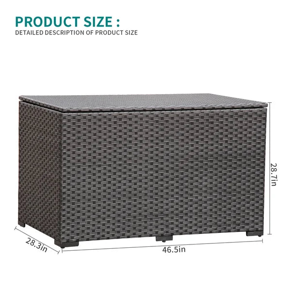 Black Rattaner 150 Gallons Gallon Water Resistant Wicker Deck Box