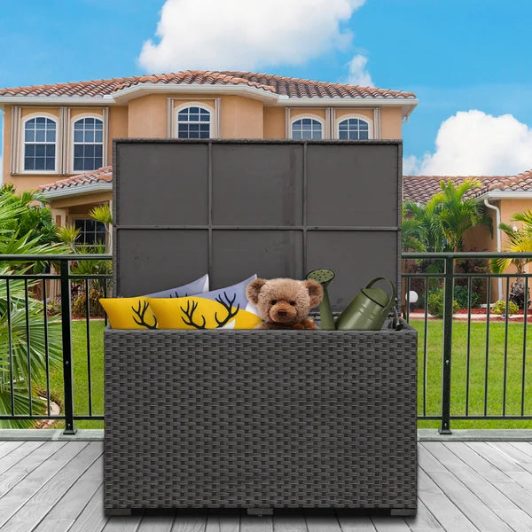 Black Rattaner 150 Gallons Gallon Water Resistant Wicker Deck Box