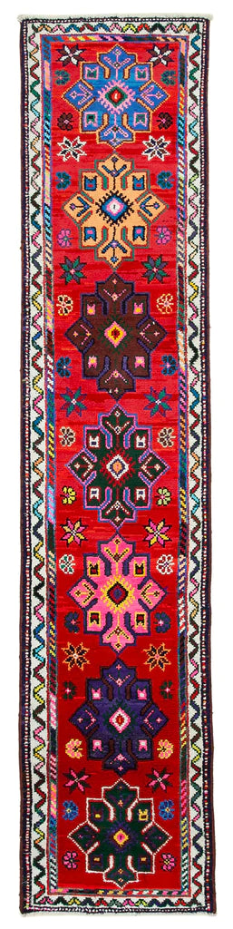 3 x 14 Red Boho Runner Handmade Rugs - 32851 - Runner - 3' X 14'