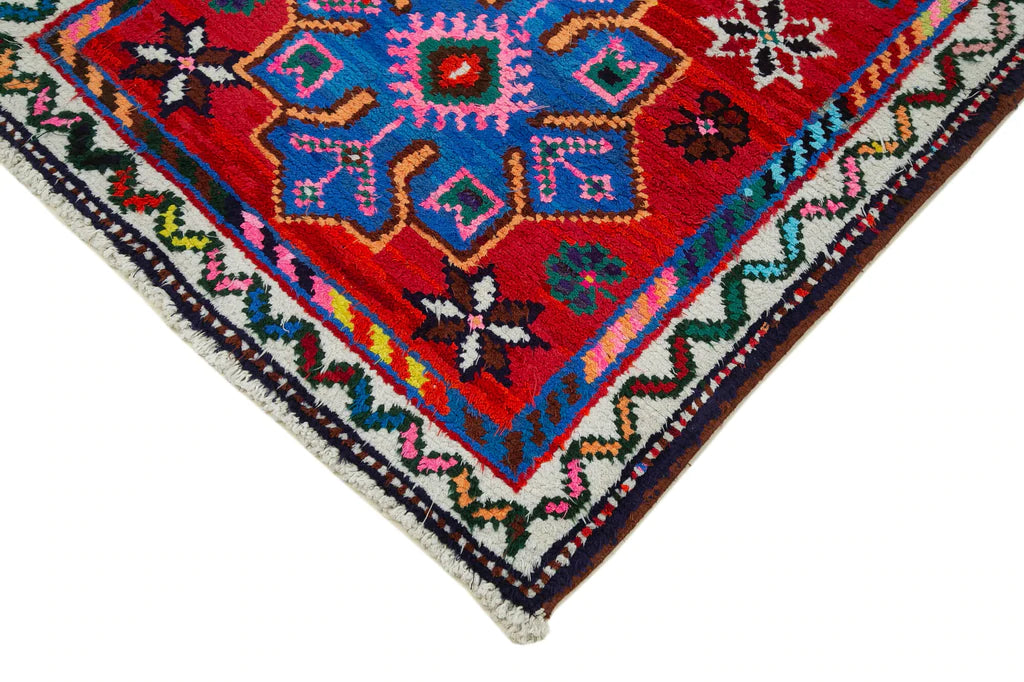3 x 14 Red Boho Runner Handmade Rugs - 32851 - Runner - 3' X 14'