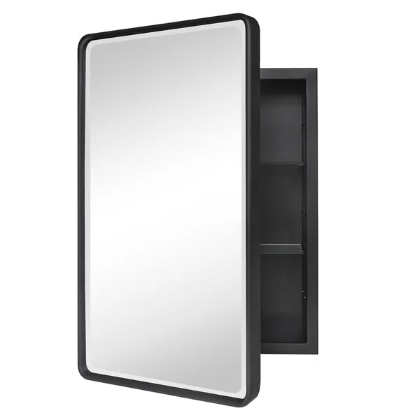 27.5'' x 16.5'' Black Recessed Framed Medicine Cabinet