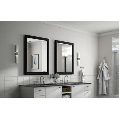 35.63" x 27.76" Matte Black Rectangle Wall Mirror