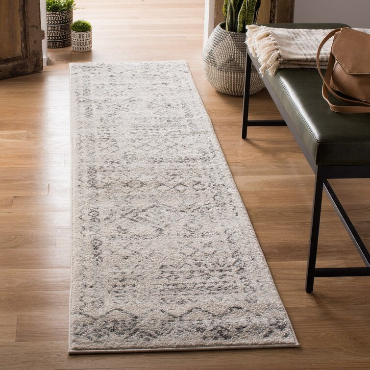 2' x 5' Rentz Southwestern Area Rug in Ivory/Gray