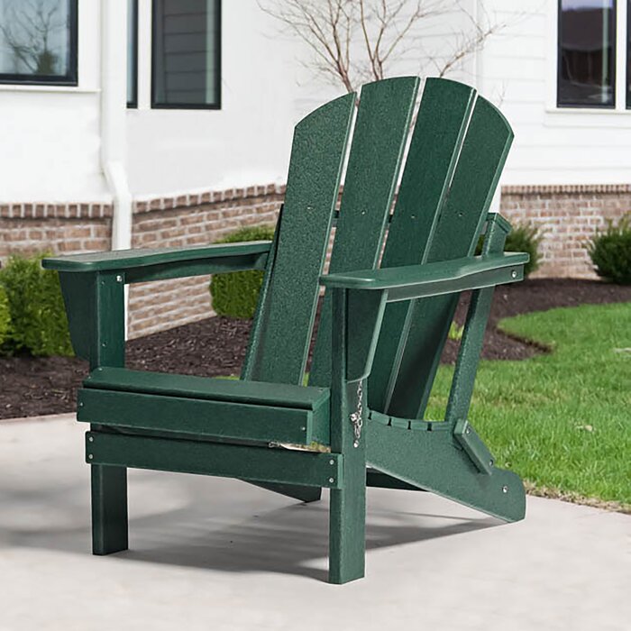 Alger Plastic Resin Folding Adirondack Chair Dark Green