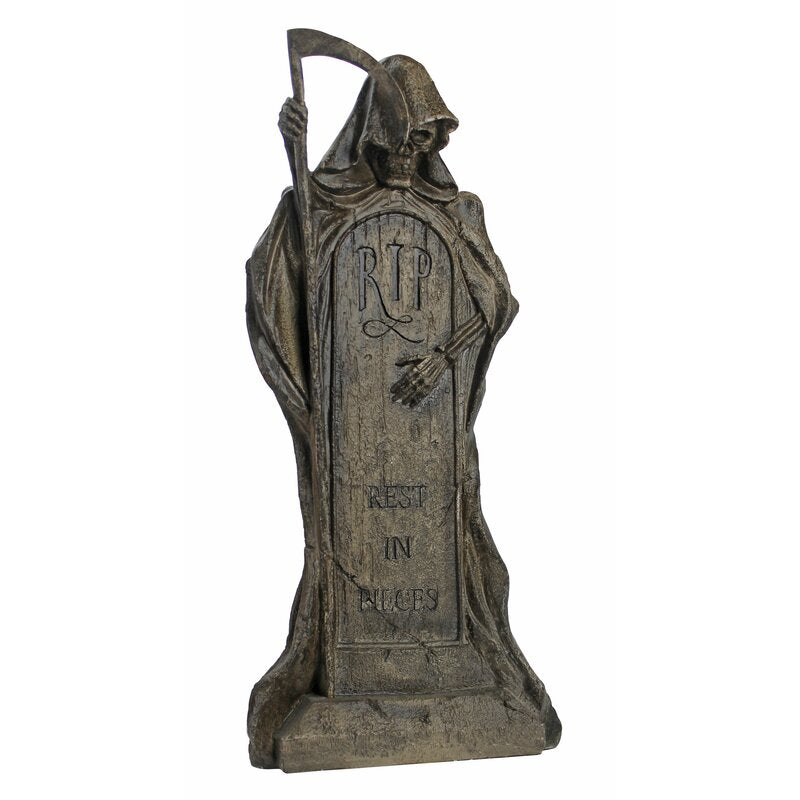 'Rest in Pieces' Grim Reaper Tombstone Statue DR6011