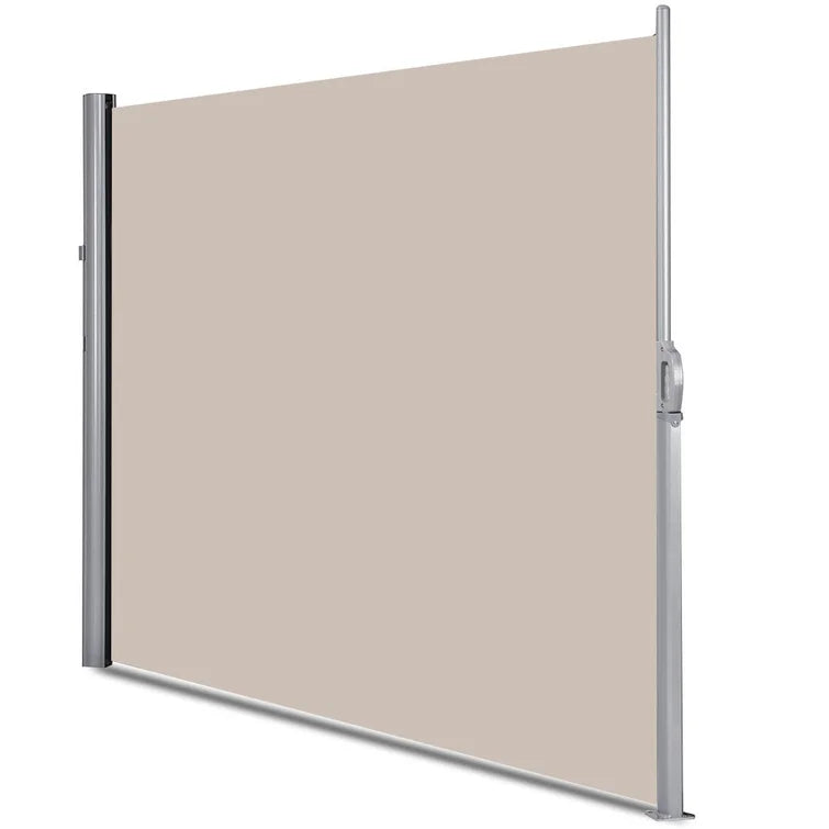 71" H x 2" W x 118.5" D Beige Retractable Folding Side Polyester Privacy Screen