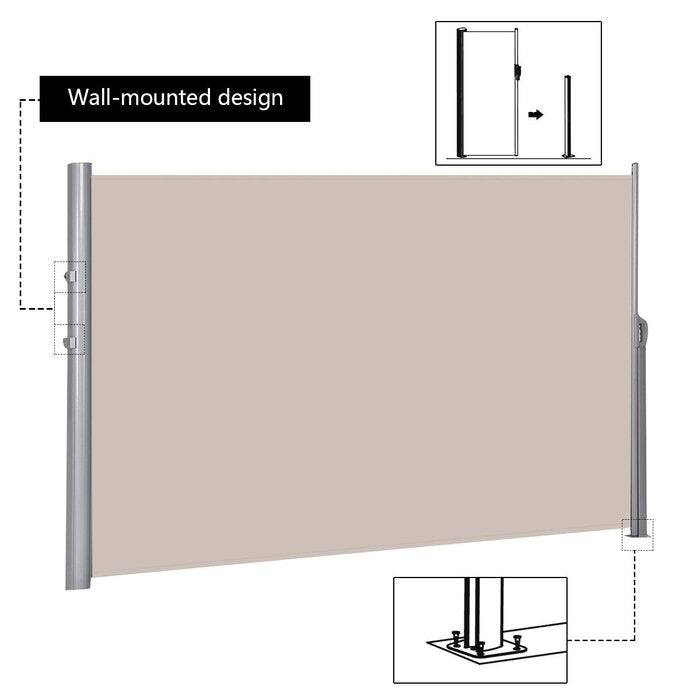 Retractable Folding Side Polyester Privacy Screen, Beige - 71" x 118.5" (#861)